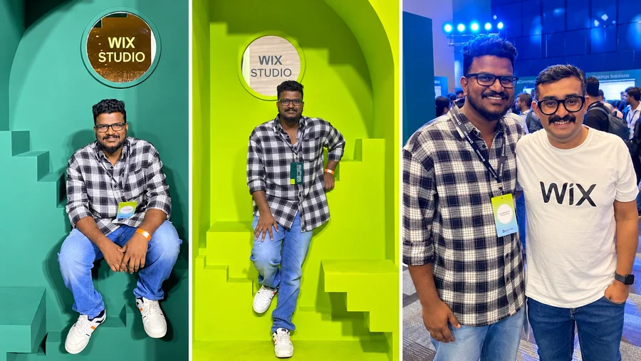 A collage of Bala at Wix Studio events